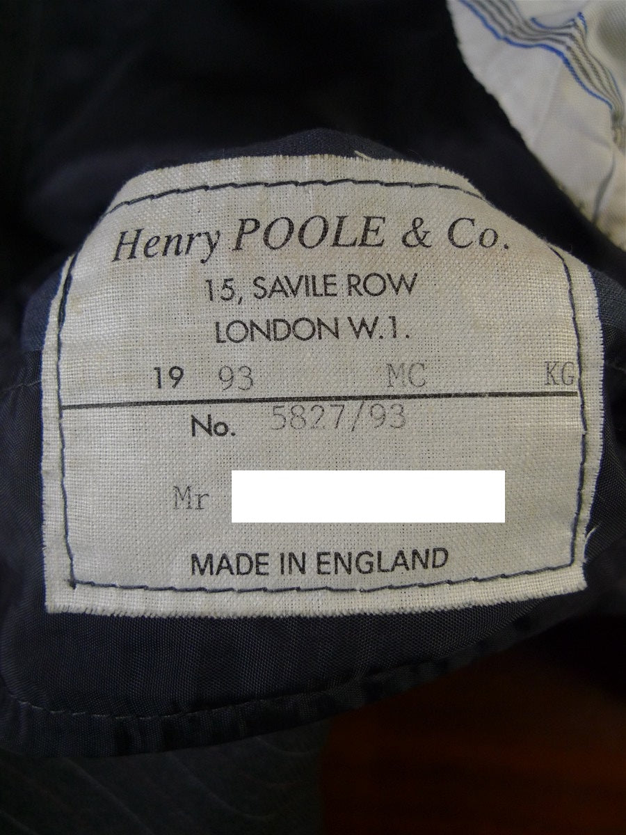 25/0973 immaculate vintage henry poole savile row bespoke grey / red & white pin-stripe worsted suit 39 regular to long