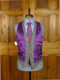 25/0961 immaculate crombie grey wool & cashmere waistcoat w/ purple lining 39-40
