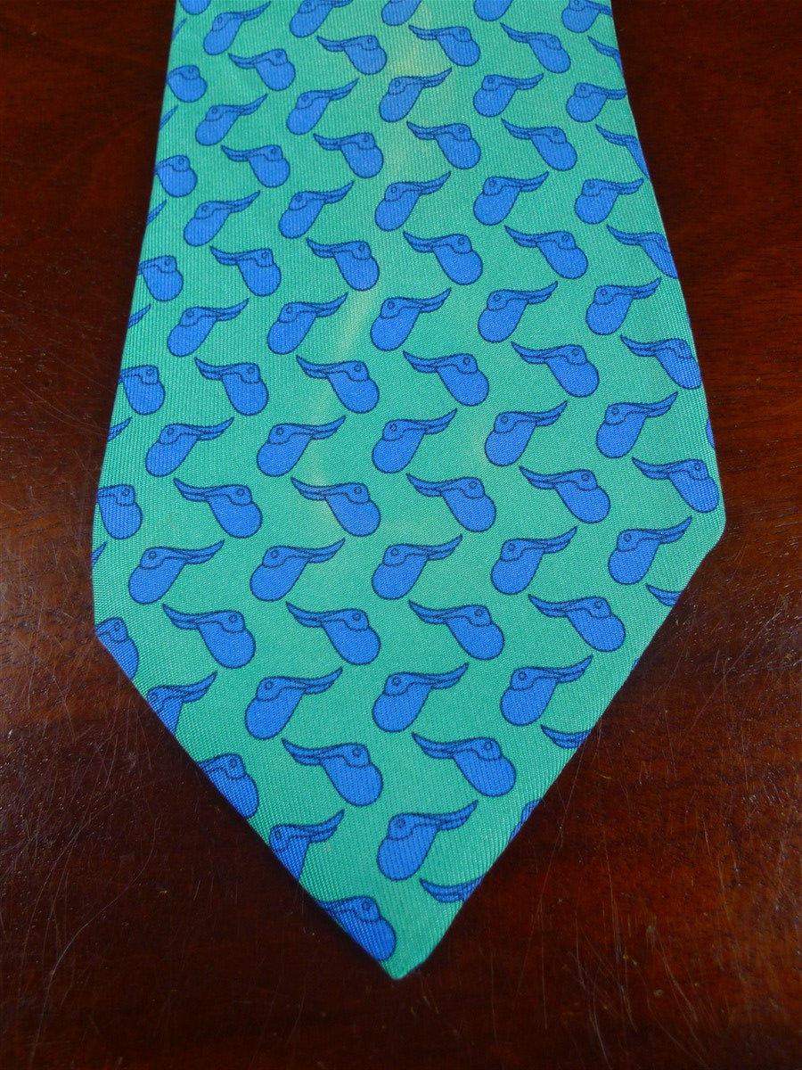 25/0957 hermes 1999 martell grand national green / blue saddle pattern silk tie 7173FA