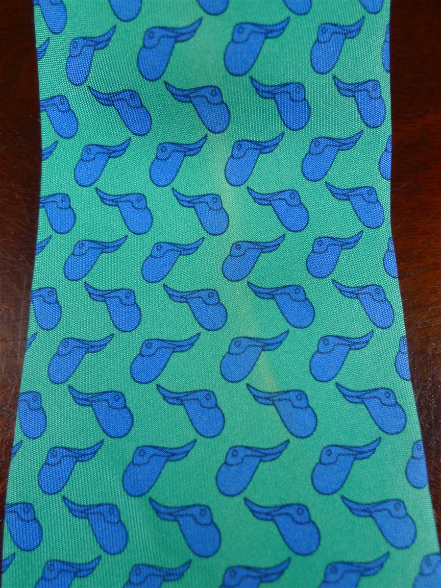 25/0957 hermes 1999 martell grand national green / blue saddle pattern silk tie 7173FA