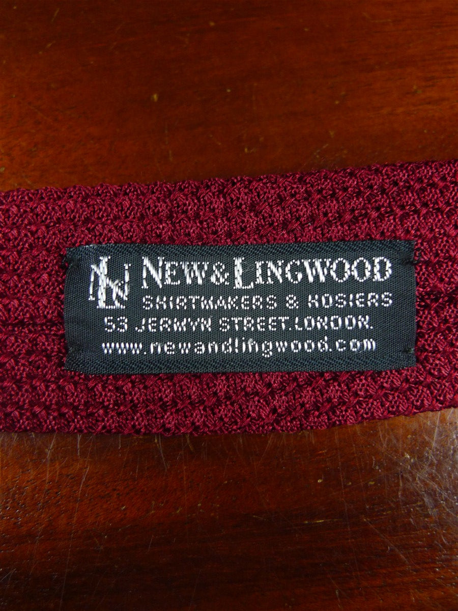 25/0960 immaculate new & lingwood wine red woven knit silk tie