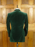 25/0990 stunning genuine 1950s vintage bottle green pure silk-velvet smoking / dinner jacket 37 regular