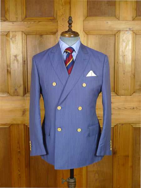 25/0991 immaculate crombie wool & linen lightweight summer boating blue stripe d/b blazer jacket 41 short
