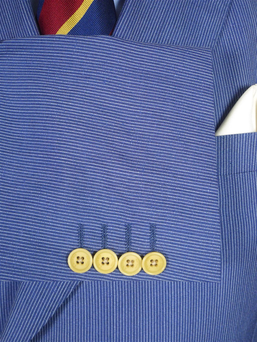 25/0991 immaculate crombie wool & linen lightweight summer boating blue stripe d/b blazer jacket 41 short