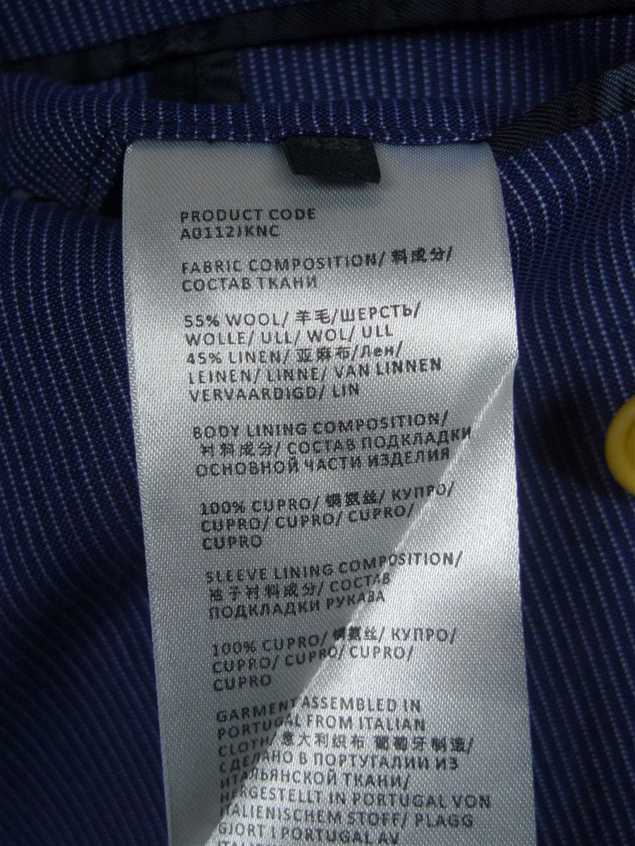 25/0991 immaculate crombie wool & linen lightweight summer boating blue stripe d/b blazer jacket 41 short
