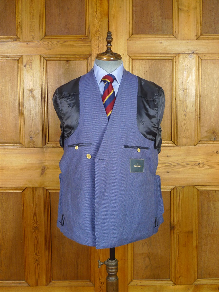 25/0991 immaculate crombie wool & linen lightweight summer boating blue stripe d/b blazer jacket 41 short