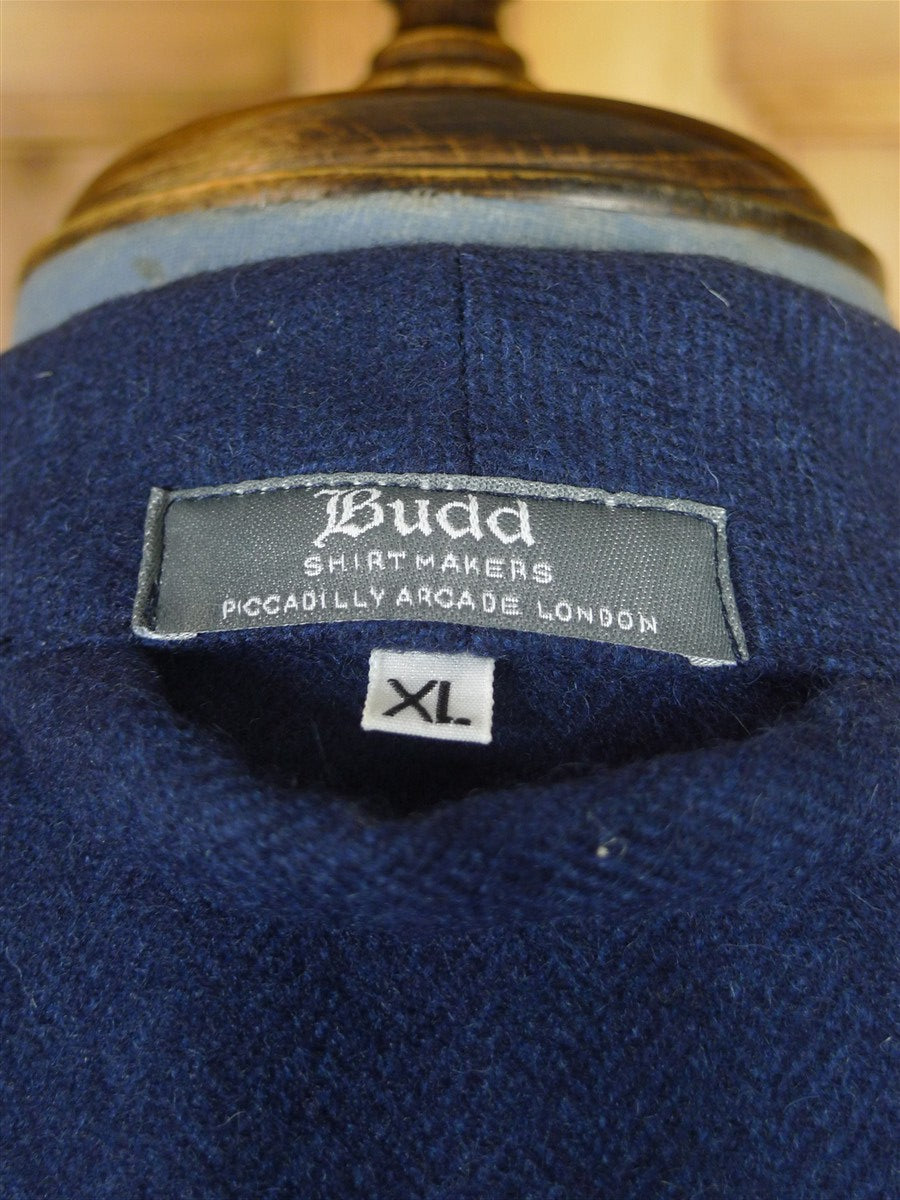 25/0995 immaculate budd piccadilly arcade blue herringbone wool dressing gown xl (rrp £795)