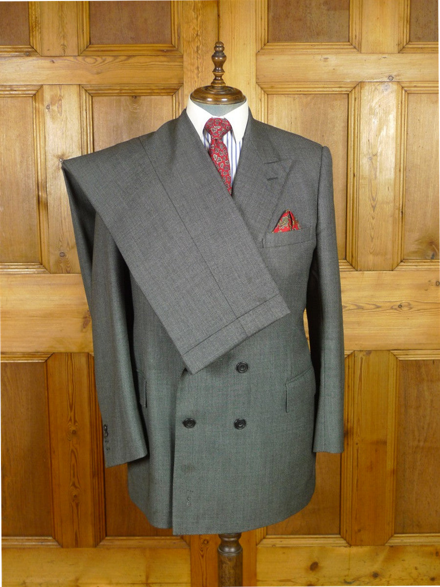 25/1002 ward & kruger 2009 savile row bespoke grey birds-eye weave worsted suit 41 long