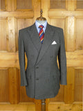 25/0992 savile row bespoke grey worsted flannel d/b suit jacket blazer 43 long