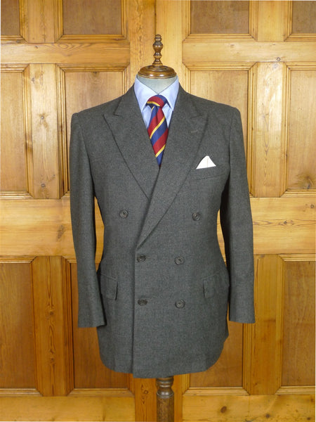 25/0992 savile row bespoke grey worsted flannel d/b suit jacket blazer 43 long