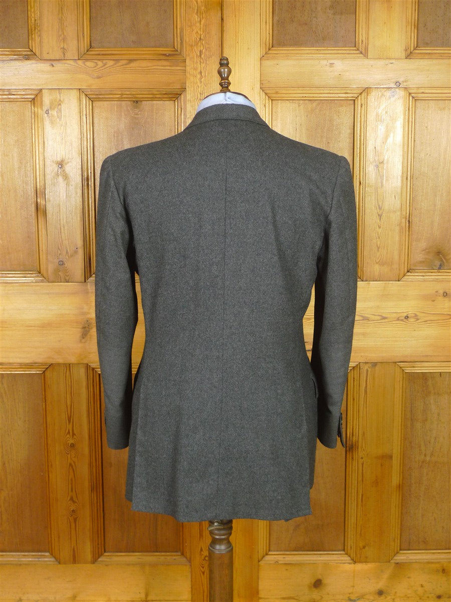 25/0992 savile row bespoke grey worsted flannel d/b suit jacket blazer 43 long