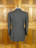 25/0992 savile row bespoke grey worsted flannel d/b suit jacket blazer 43 long