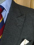 25/0992 savile row bespoke grey worsted flannel d/b suit jacket blazer 43 long