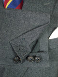 25/0992 savile row bespoke grey worsted flannel d/b suit jacket blazer 43 long