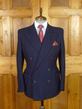25/1003 wonderful genuine 1945 ww2 cc41 era navy royal blue stripe d/b worsted 3-piece de-mob suit 39 regular