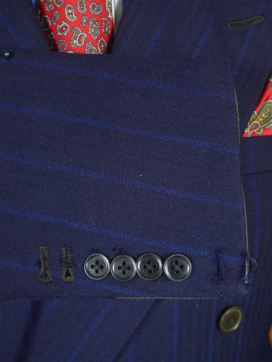 25/1003 wonderful genuine 1945 ww2 cc41 era navy royal blue stripe d/b worsted 3-piece de-mob suit 39 regular