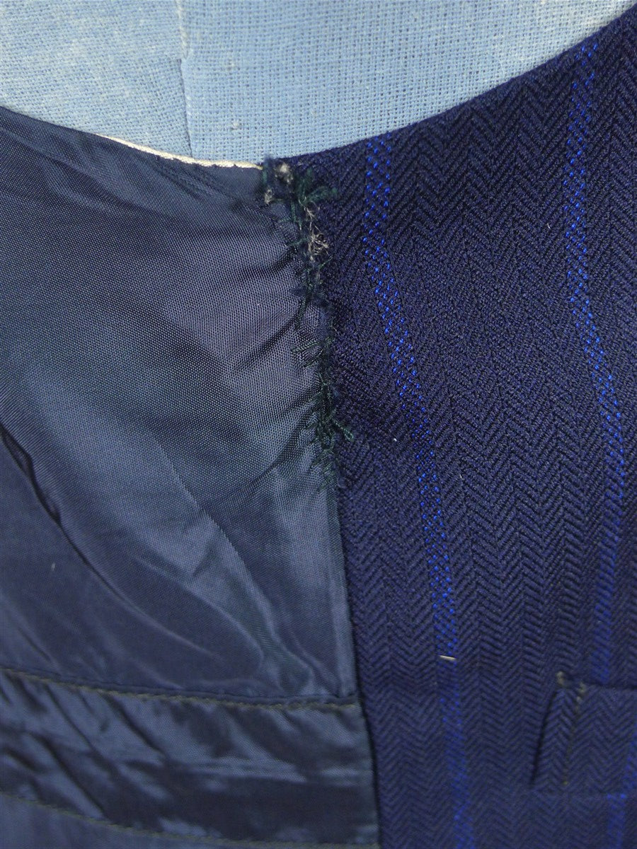 25/1003 wonderful genuine 1945 ww2 cc41 era navy royal blue stripe d/b worsted 3-piece de-mob suit 39 regular