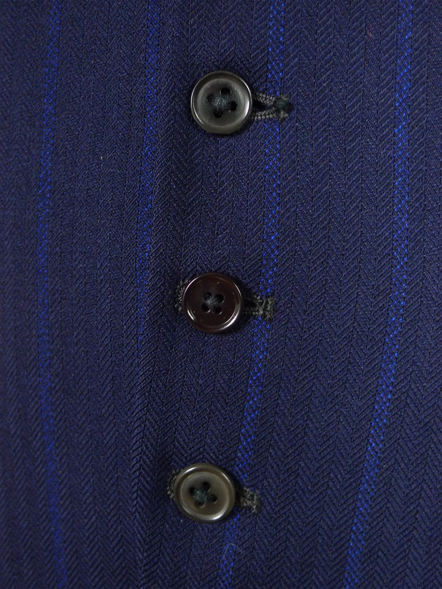 25/1003 wonderful genuine 1945 ww2 cc41 era navy royal blue stripe d/b worsted 3-piece de-mob suit 39 regular