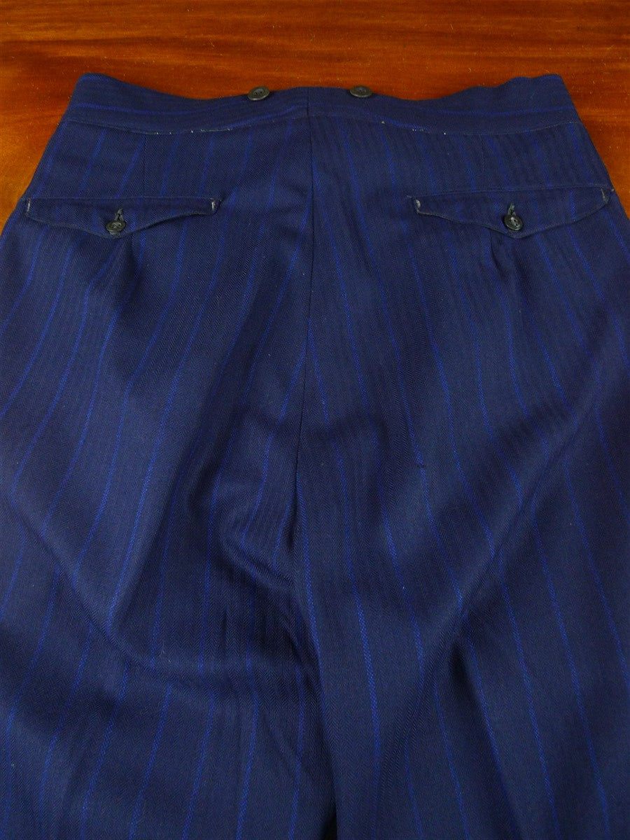 25/1003 wonderful genuine 1945 ww2 cc41 era navy royal blue stripe d/b worsted 3-piece de-mob suit 39 regular