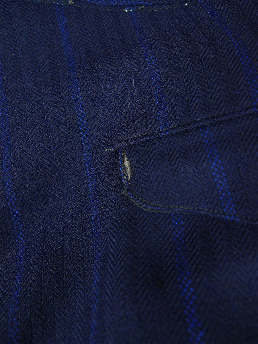 25/1003 wonderful genuine 1945 ww2 cc41 era navy royal blue stripe d/b worsted 3-piece de-mob suit 39 regular