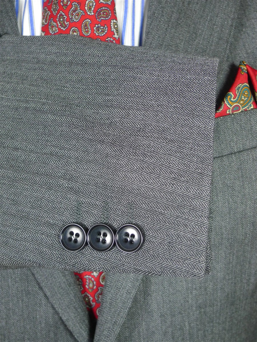 25/1000 immaculate bespoke holland & sherry light grey herringbone worsted suit 39 short