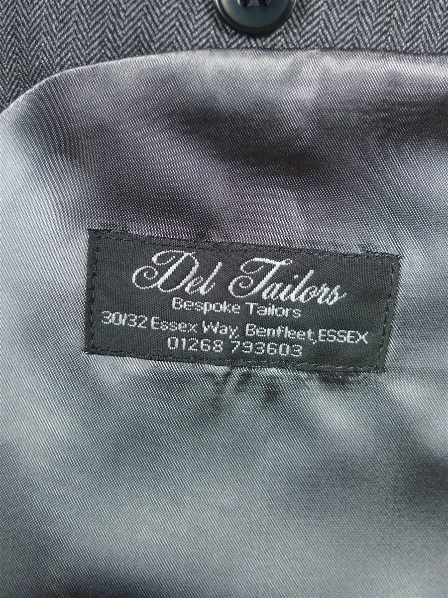 25/1000 immaculate bespoke holland & sherry light grey herringbone worsted suit 39 short