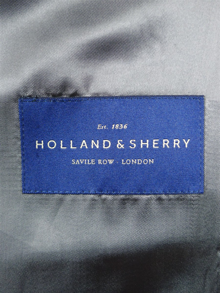 25/1000 immaculate bespoke holland & sherry light grey herringbone worsted suit 39 short