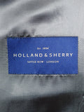 25/1000 immaculate bespoke holland & sherry light grey herringbone worsted suit 39 short