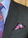 25/0999 immaculate bespoke holland & sherry grey herringbone worsted suit 39 short