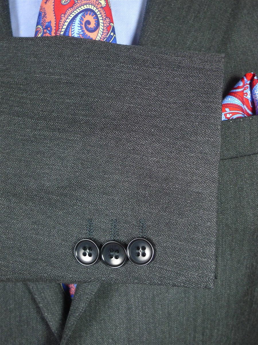 25/0999 immaculate bespoke holland & sherry grey herringbone worsted suit 39 short