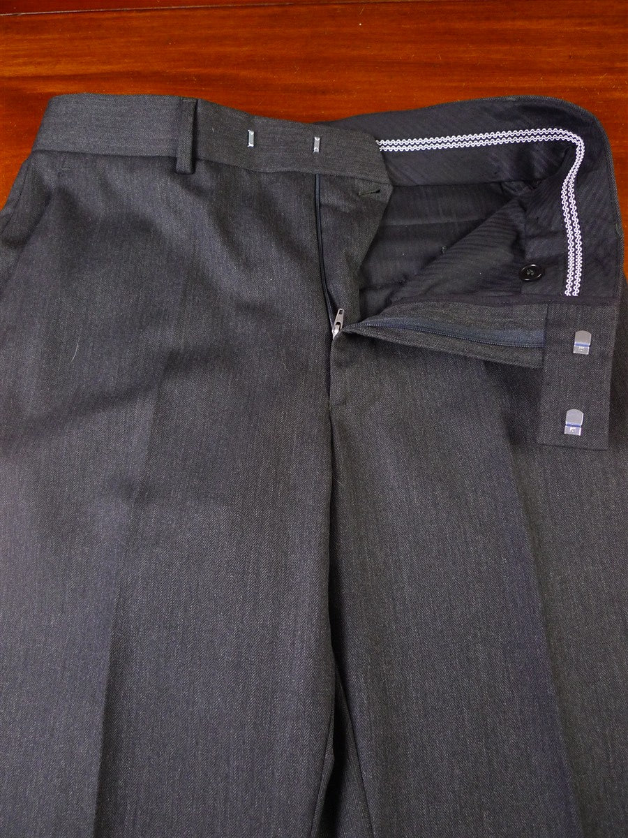 25/0999 immaculate bespoke holland & sherry grey herringbone worsted suit 39 short