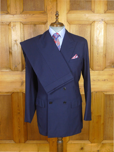 25/0997 vintage 1981 anderson & sheppard savile row bespoke navy blue d/b worsted & mohair suit for restoration 48 long