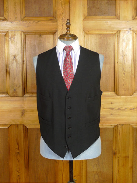 25/0983 near immaculate vintage black herringbone wool morning waistcoat 50