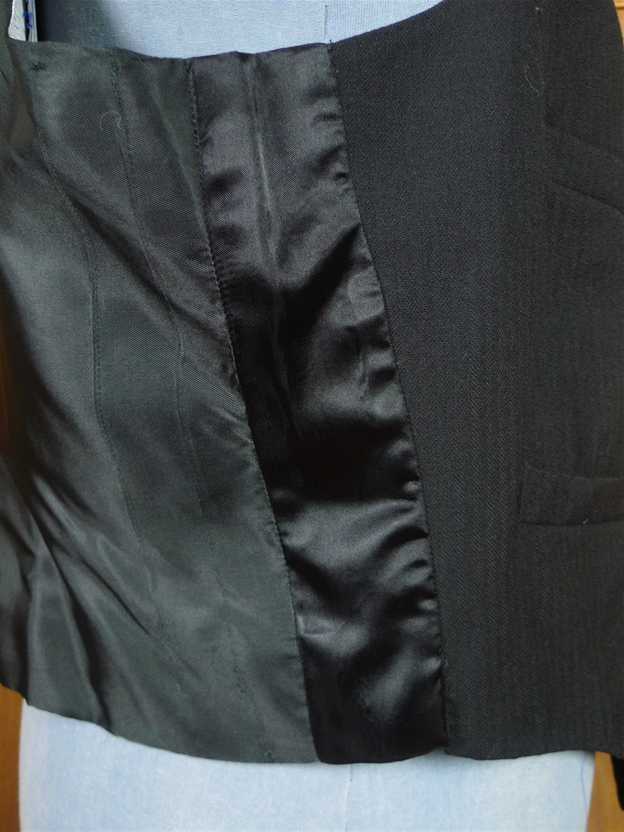 25/0983 near immaculate vintage black herringbone wool morning waistcoat 50
