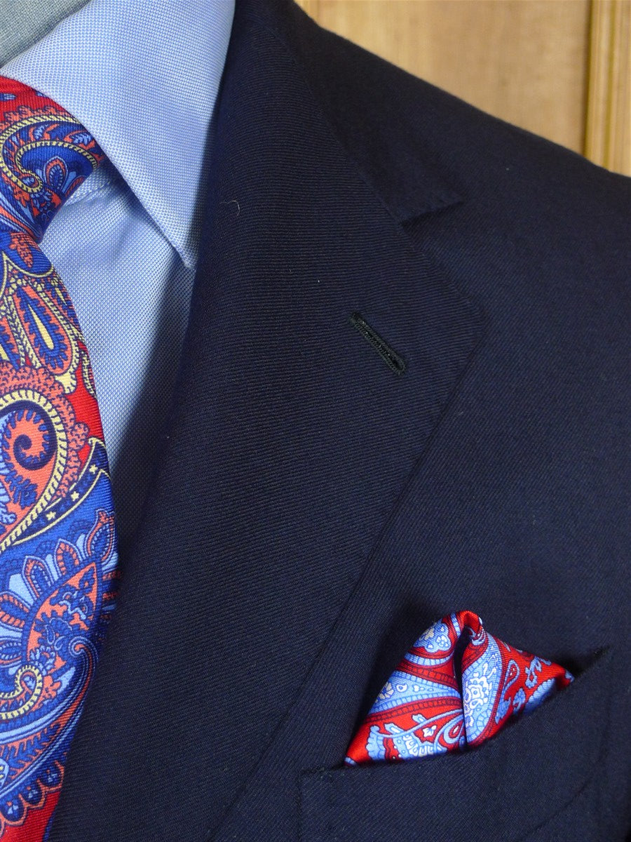 25/0996 immaculate 2018 anglo-italian hand made canvassed navy blue wool suit 40 short