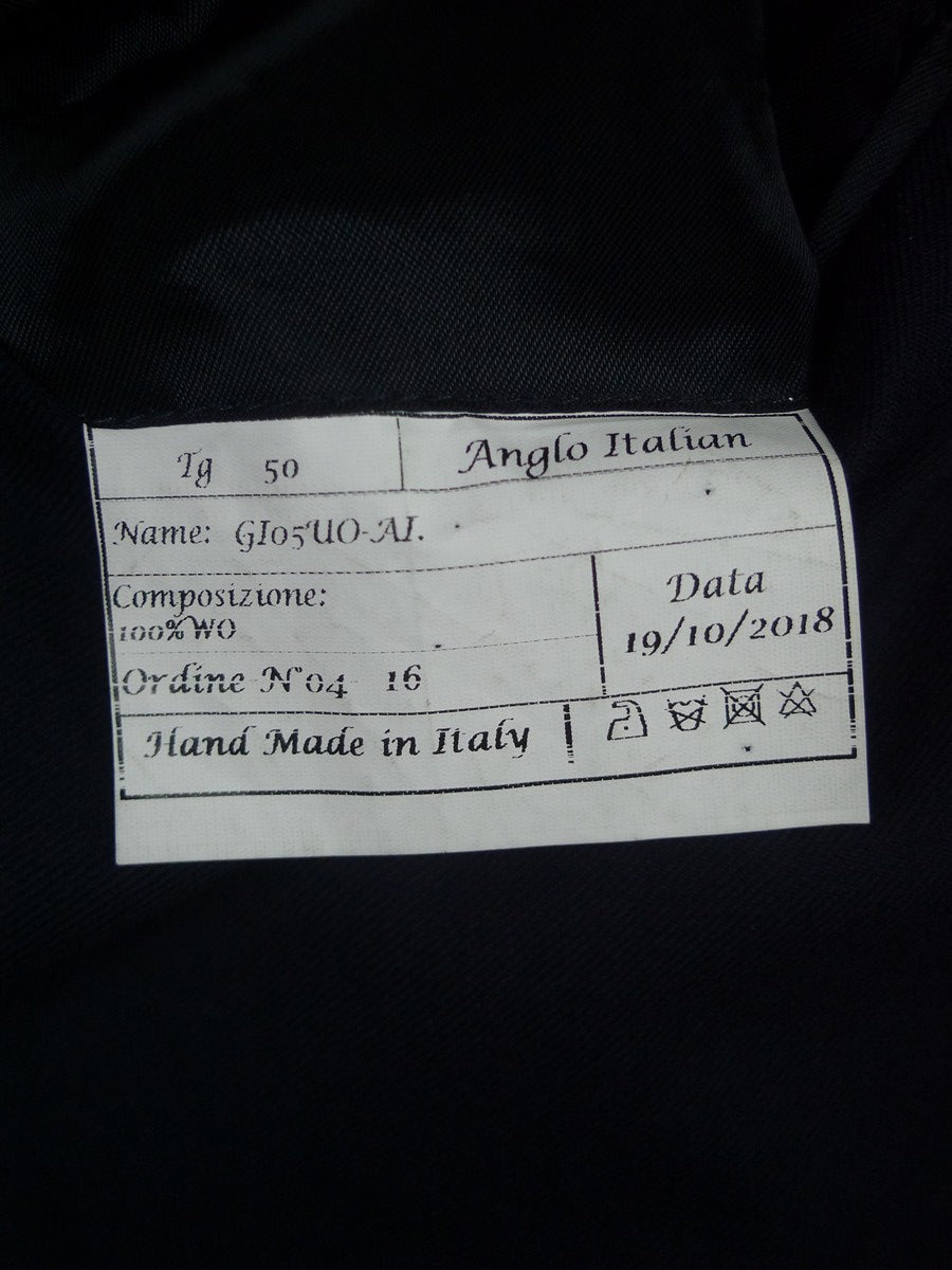 25/0996 immaculate 2018 anglo-italian hand made canvassed navy blue wool suit 40 short