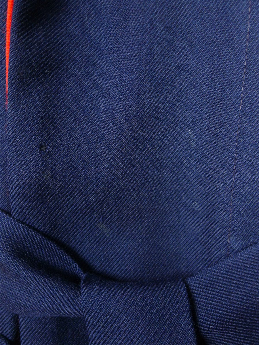 25/0994 vintage scottish navy blue wool twill dressing gown w/ red piping 42