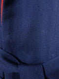25/0994 vintage scottish navy blue wool twill dressing gown w/ red piping 42