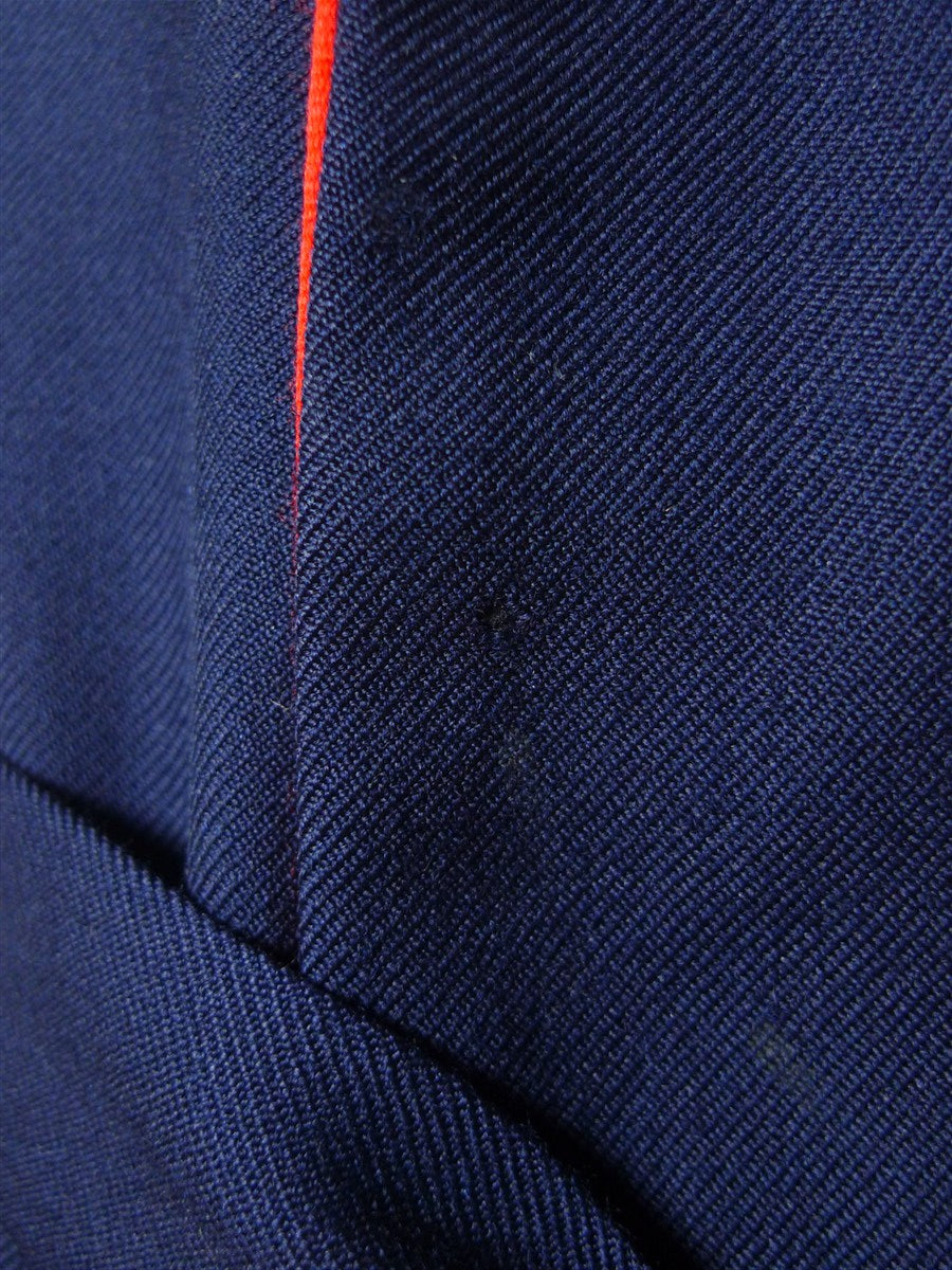 25/0994 vintage scottish navy blue wool twill dressing gown w/ red piping 42