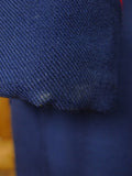 25/0994 vintage scottish navy blue wool twill dressing gown w/ red piping 42