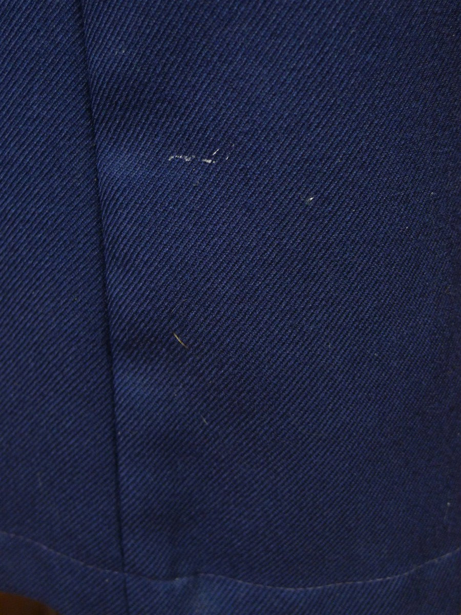 25/0994 vintage scottish navy blue wool twill dressing gown w/ red piping 42