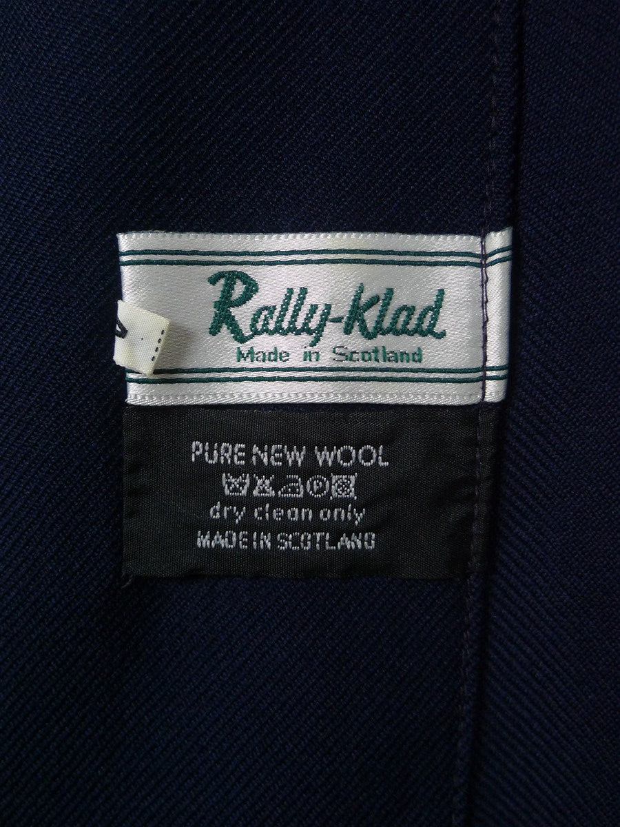 25/0994 vintage scottish navy blue wool twill dressing gown w/ red piping 42