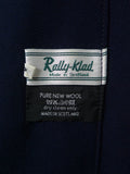 25/0994 vintage scottish navy blue wool twill dressing gown w/ red piping 42