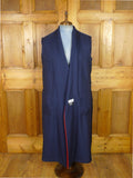 25/0994 vintage scottish navy blue wool twill dressing gown w/ red piping 42
