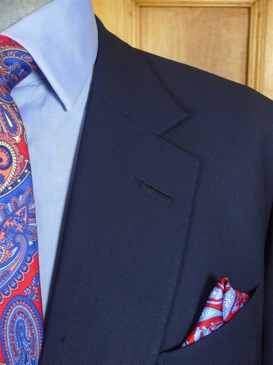 25/0993 welsh & jefferies 2009 savile row bespoke dark blue worsted & mohair suit jacket blazer 46-47 regular to long