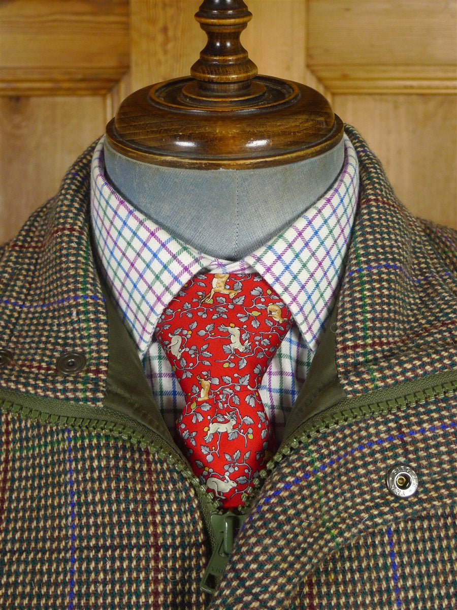 25/1004 immaculate haggart of aberfeldy green wp check heavyweight tweed shooting field coat 41-42
