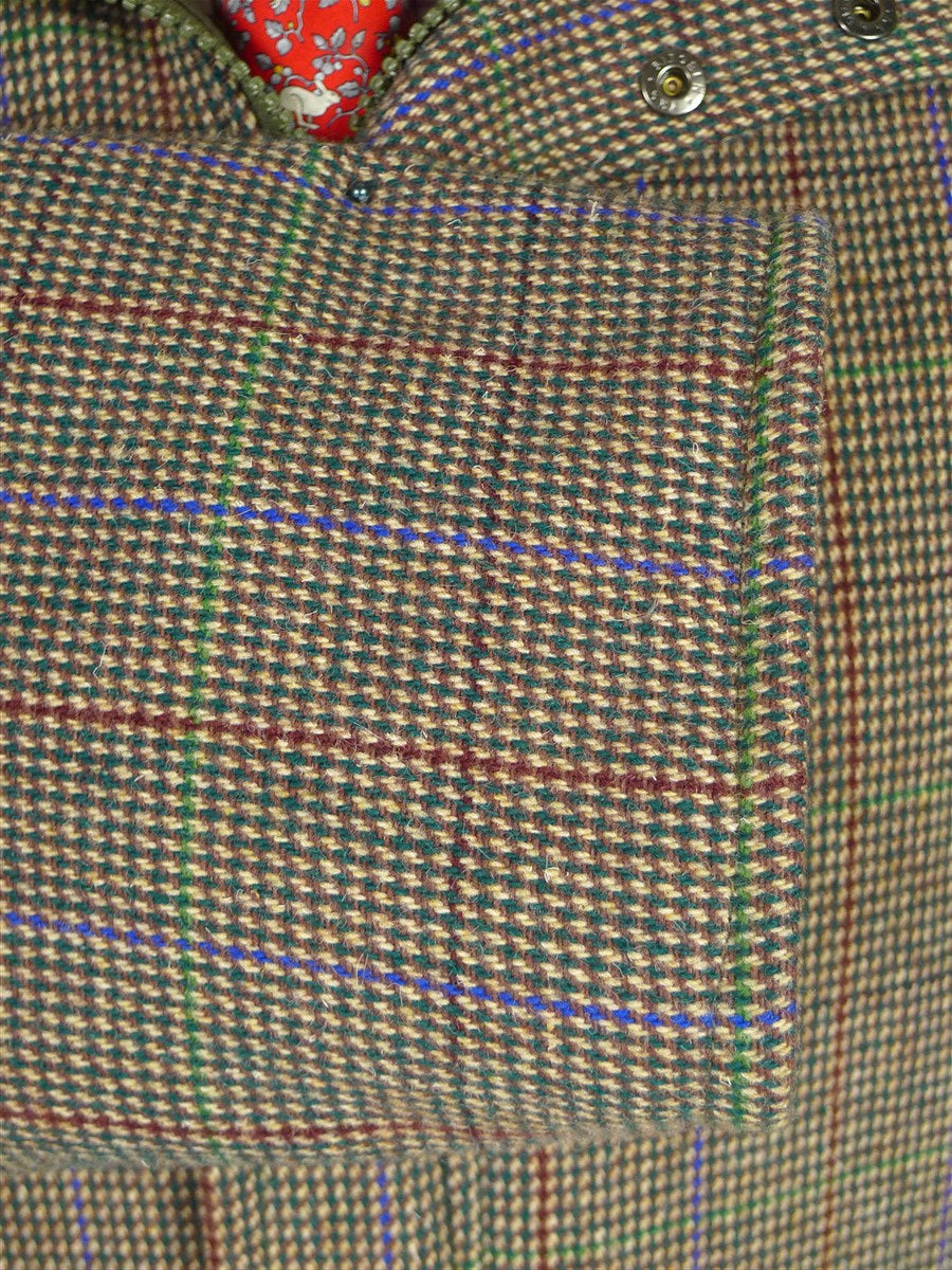 25/1004 immaculate haggart of aberfeldy green wp check heavyweight tweed shooting field coat 41-42