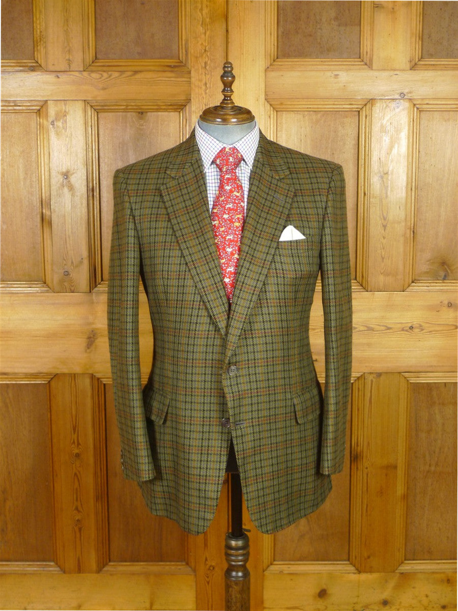 25/1005 near immaculate gieves & hawkes savile row green gun check pure cashmere sports jacket blazer 42 regular