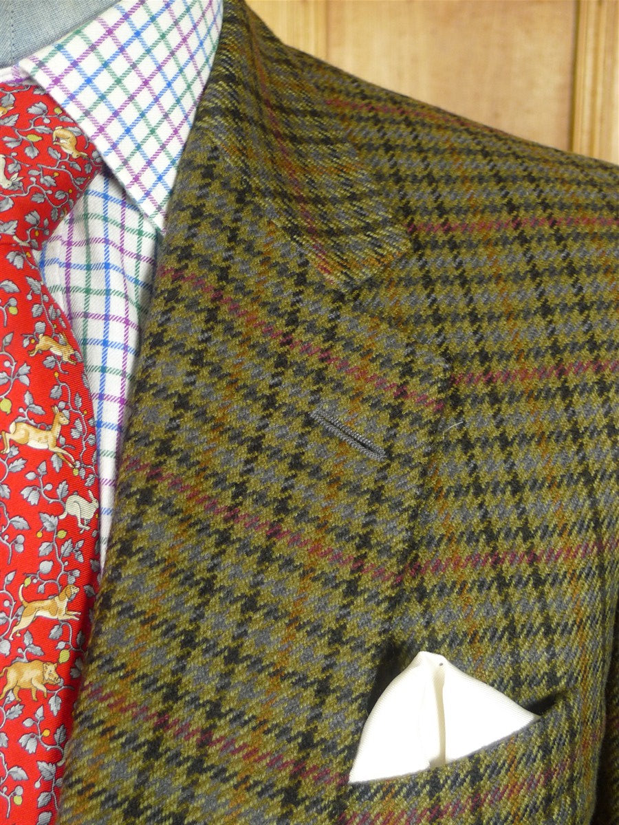 25/1005 near immaculate gieves & hawkes savile row green gun check pure cashmere sports jacket blazer 42 regular
