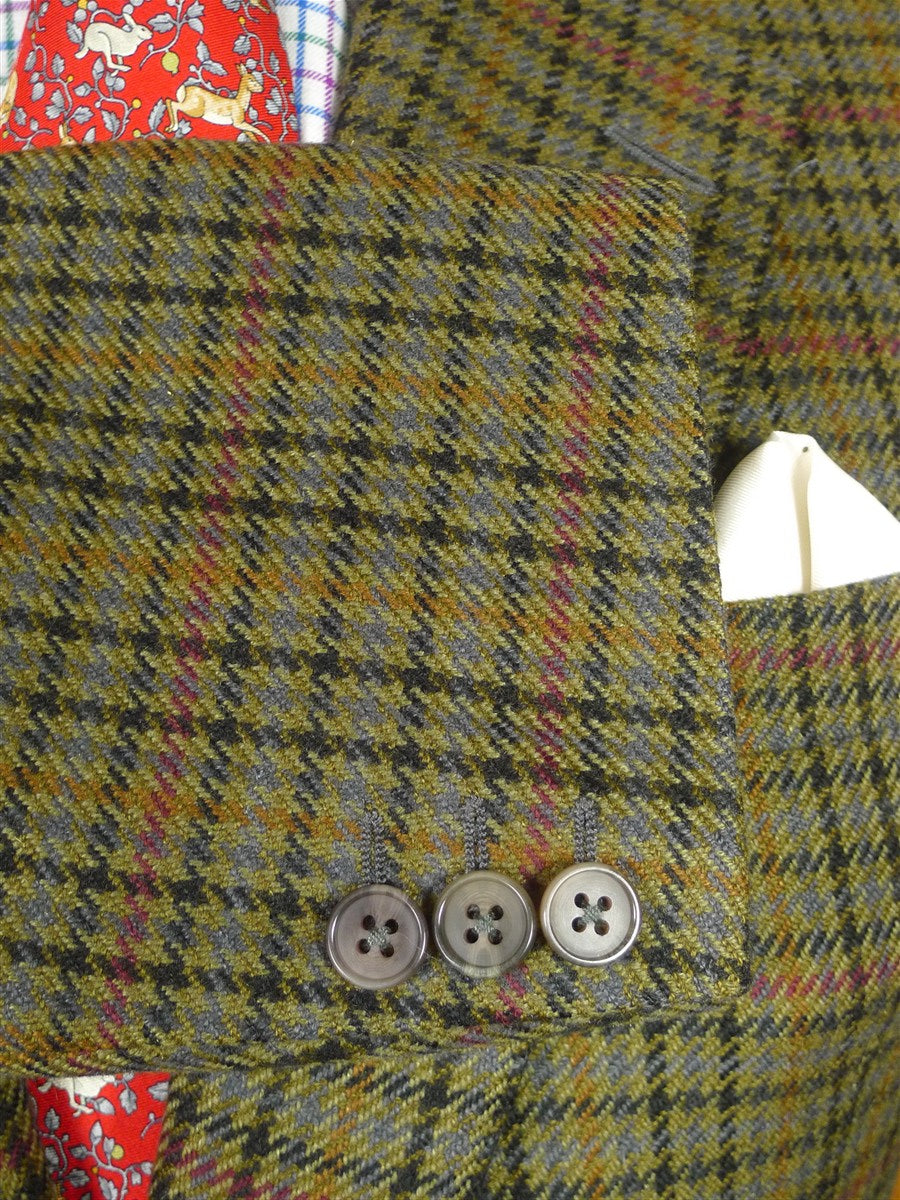 25/1005 near immaculate gieves & hawkes savile row green gun check pure cashmere sports jacket blazer 42 regular